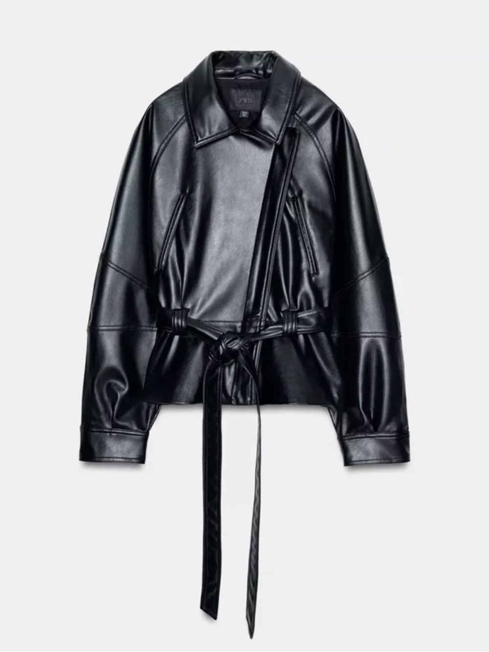 ZARA FAUX LEATHER JACKET WITH BELT SMALL - Picture 6 of 8